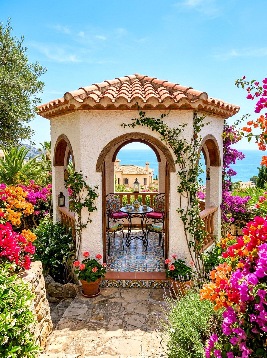 Mediterranean Stucco Tea Gazebo - 30 garden tea gazebo ideas