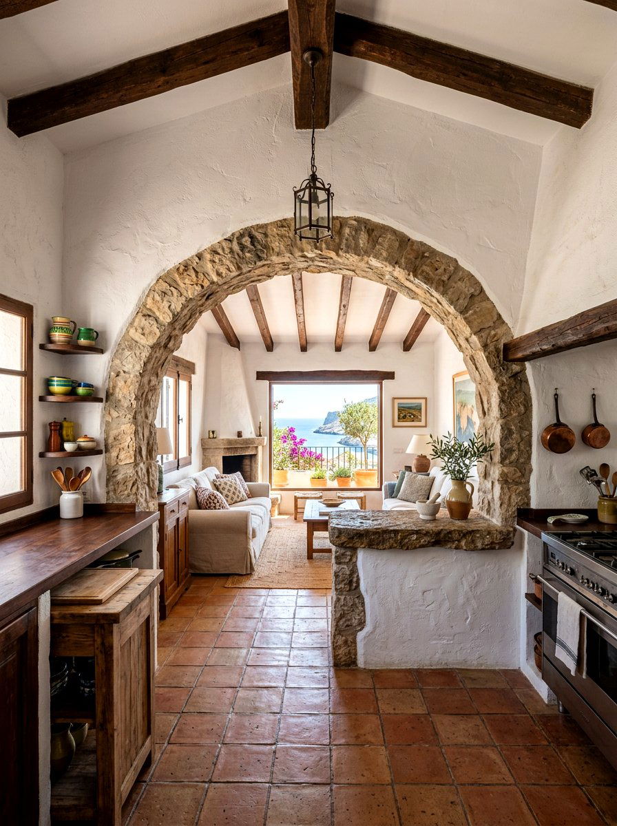 Mediterranean Style Archway Passthrough - 30 Spanish style kitchen ideas