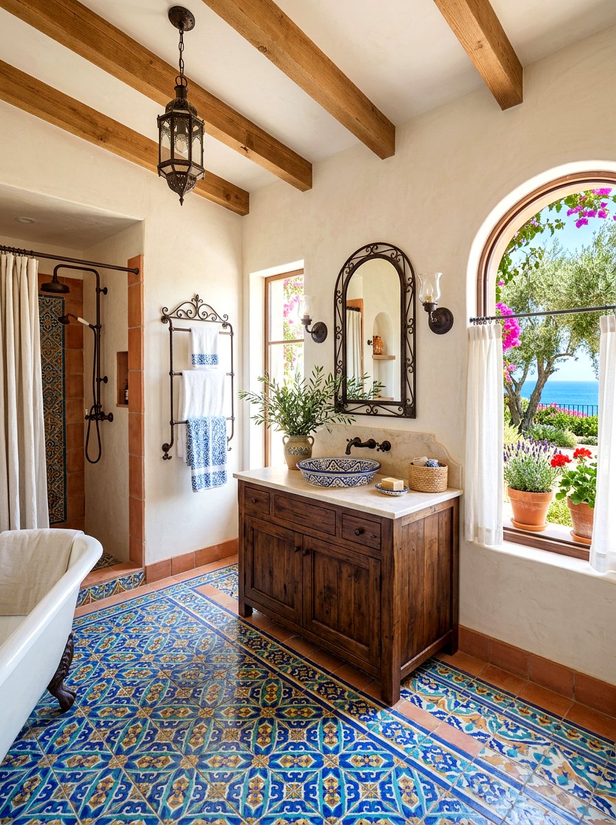 Mediterranean Style Bathroom - 30 summer bathroom decor ideas