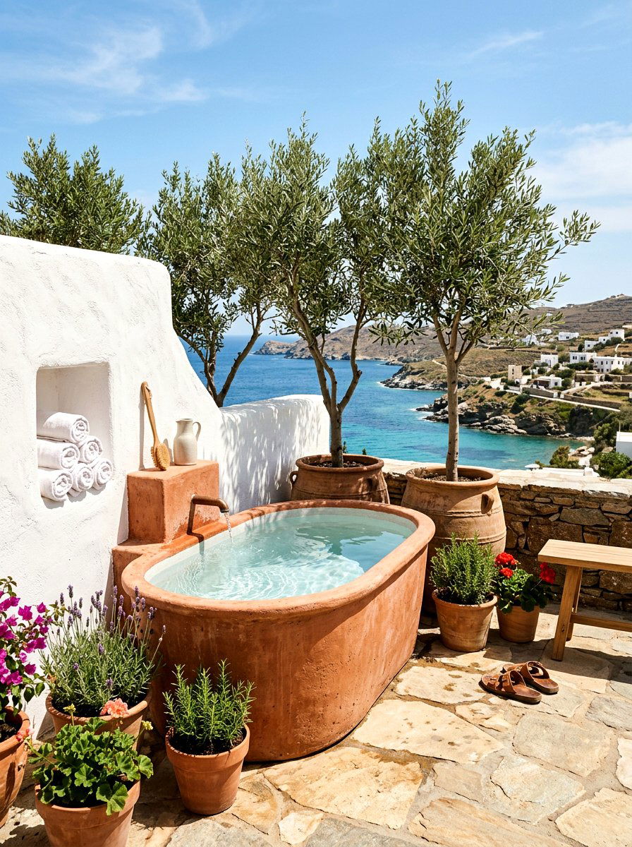 Mediterranean Style Cold Plunge - 30 cold plunge patio ideas