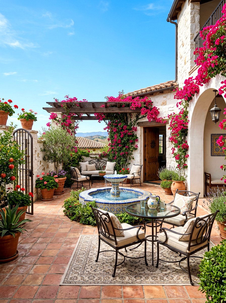 Mediterranean Style Courtyard Lounge - 30 luxury patio lounge ideas