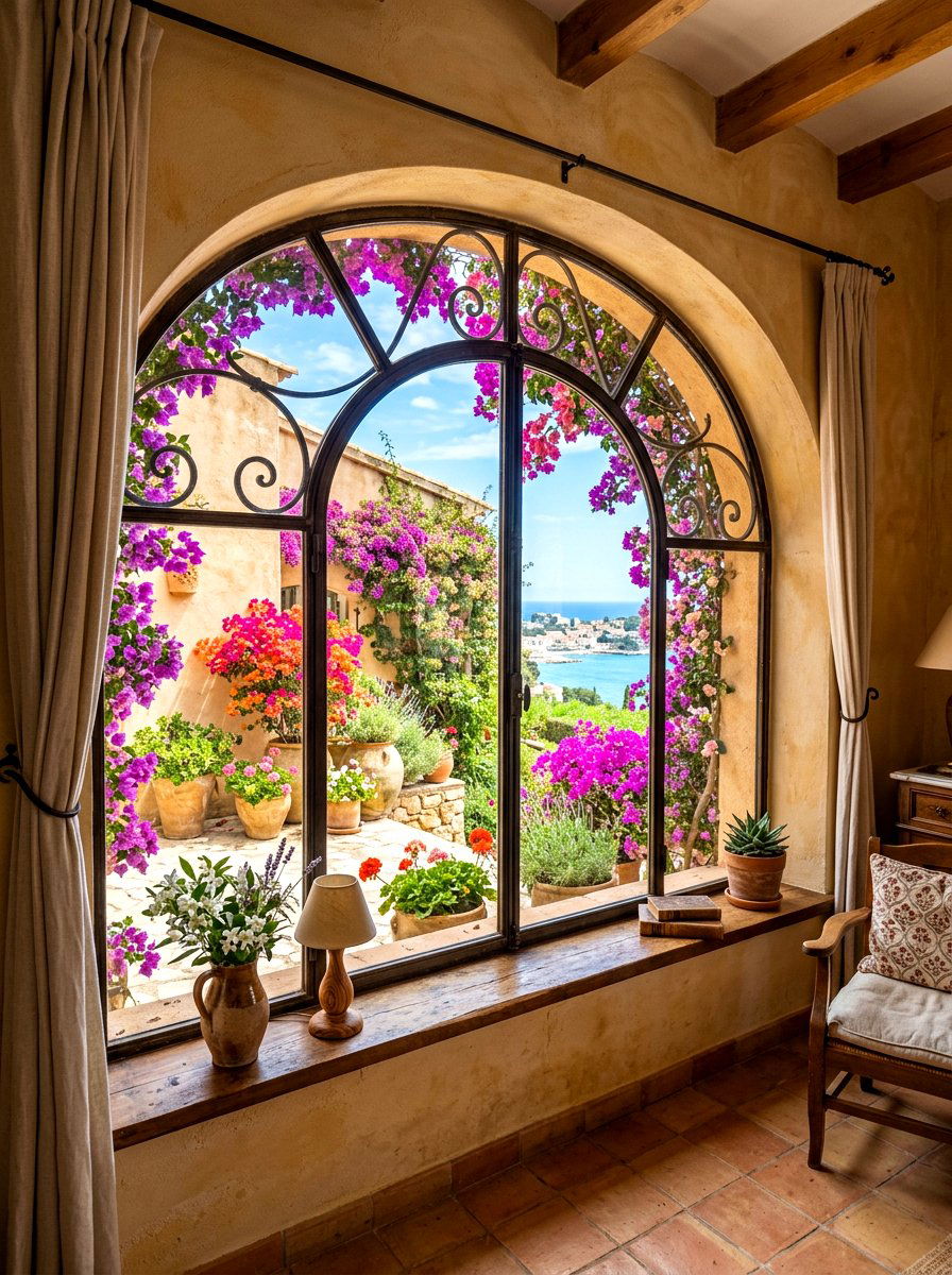 Mediterranean Style Garden Window - 30 greenhouse window kitchen ideas