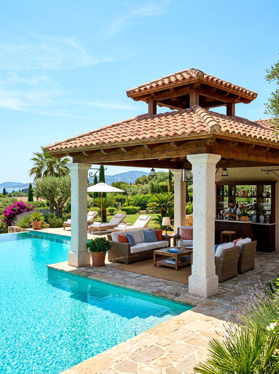 Mediterranean Style Gazebo - 30 Mediterranean backyard ideas