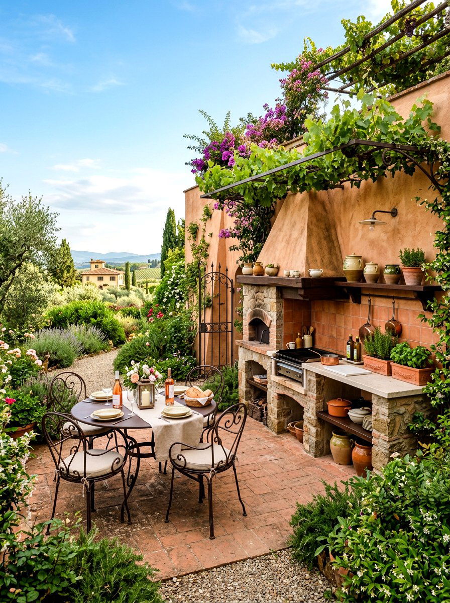 Mediterranean Style Outdoor Kitchen - 30 grill patio layout ideas