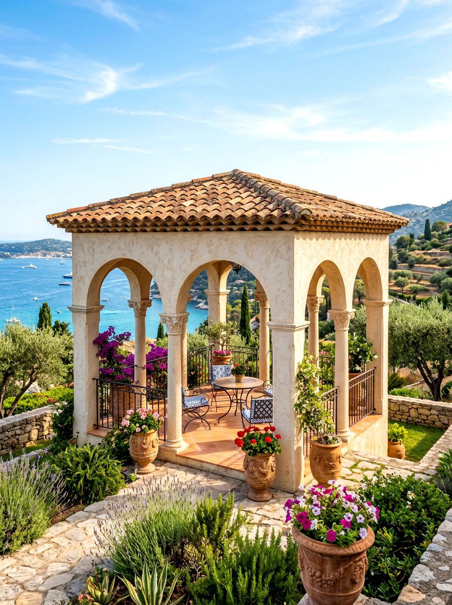 Mediterranean Style Pavilion - 30 backyard pavilion lounge ideas