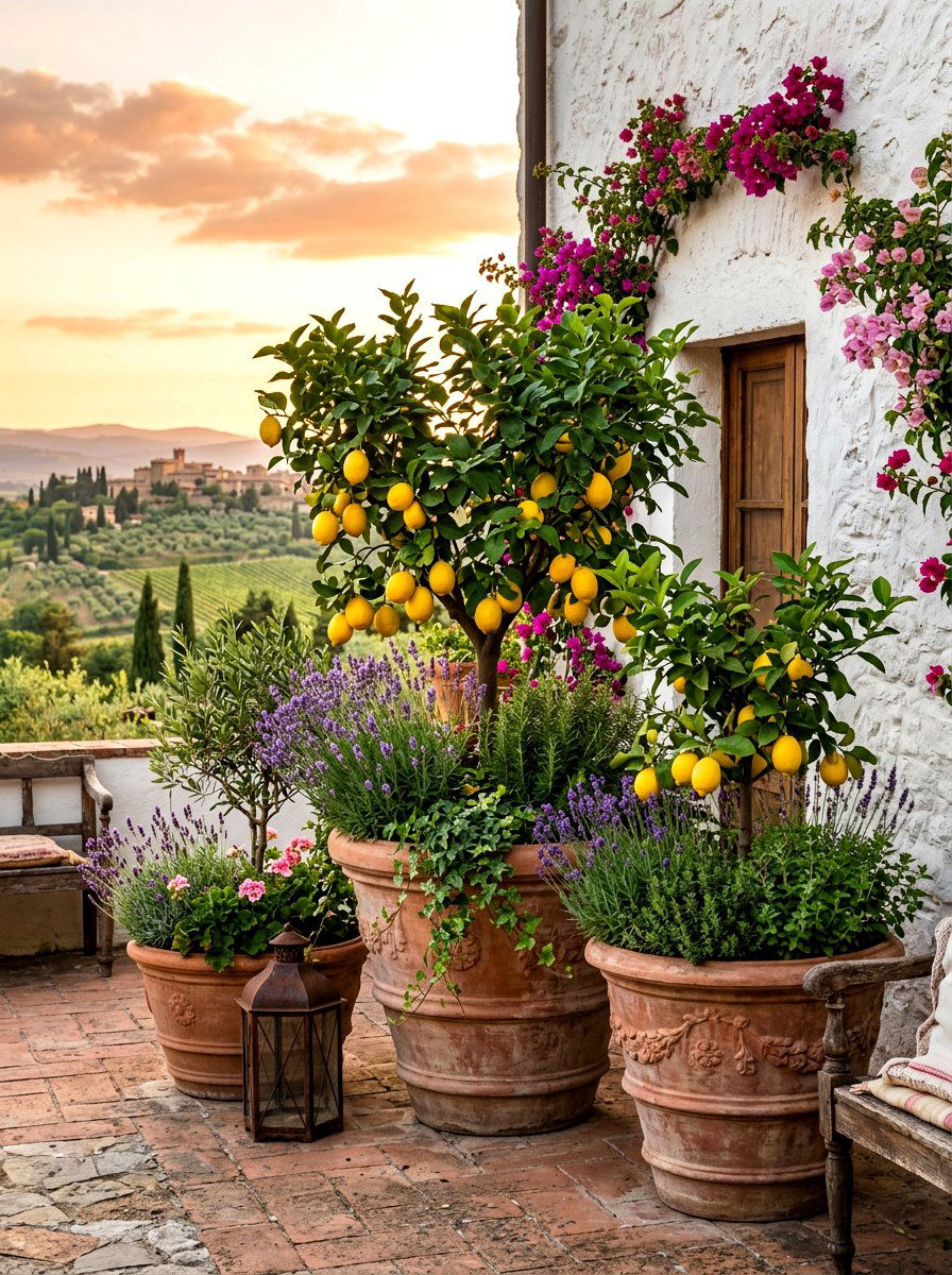 Mediterranean Style Potted Citrus - 30 potted citrus backyard ideas