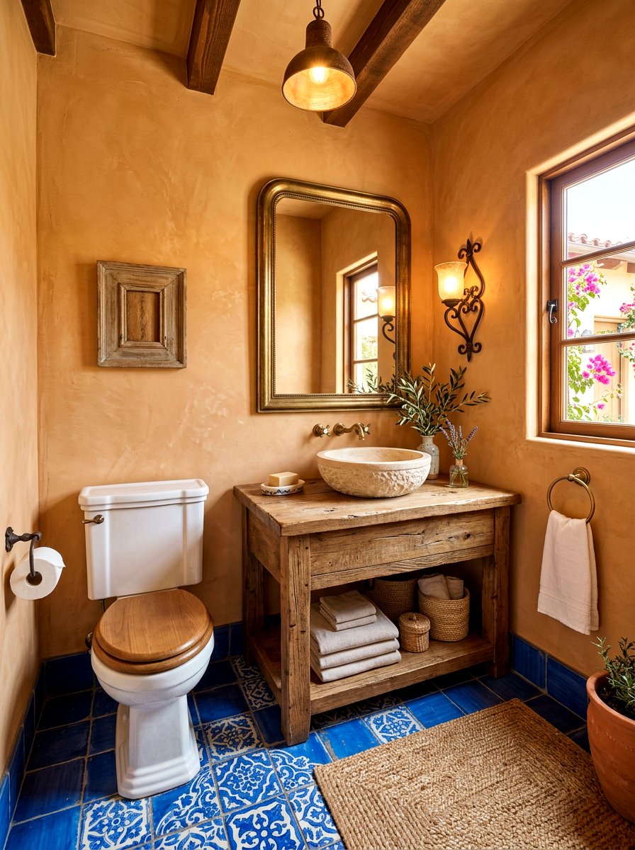 Mediterranean Style Powder Room - 30 boutique hotel powder room ideas