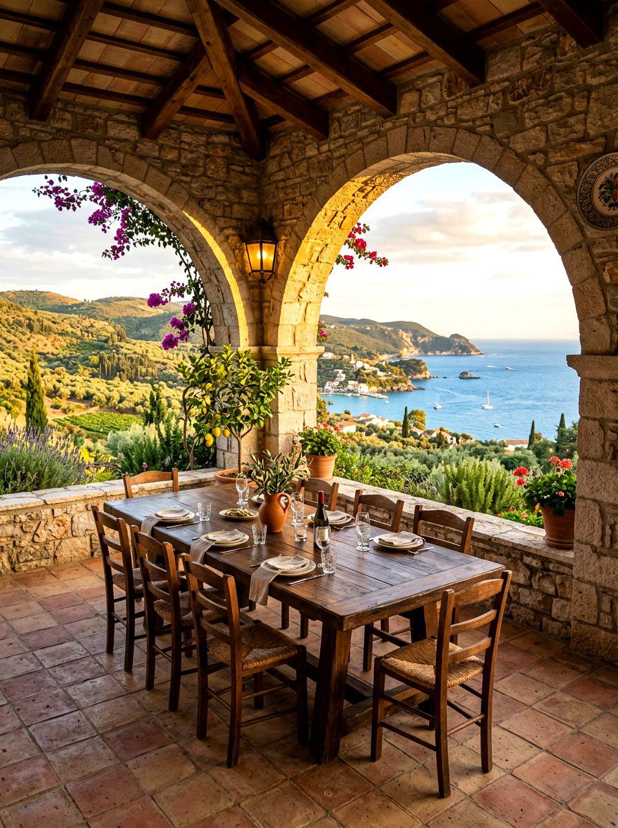 Mediterranean Style Terrace Room - 30 indoor outdoor breakfast room ideas