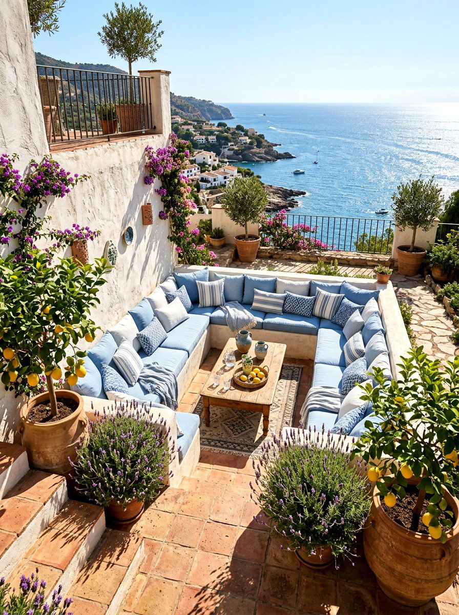 Mediterranean Sunken Patio Design - 30 conversation pit patio ideas