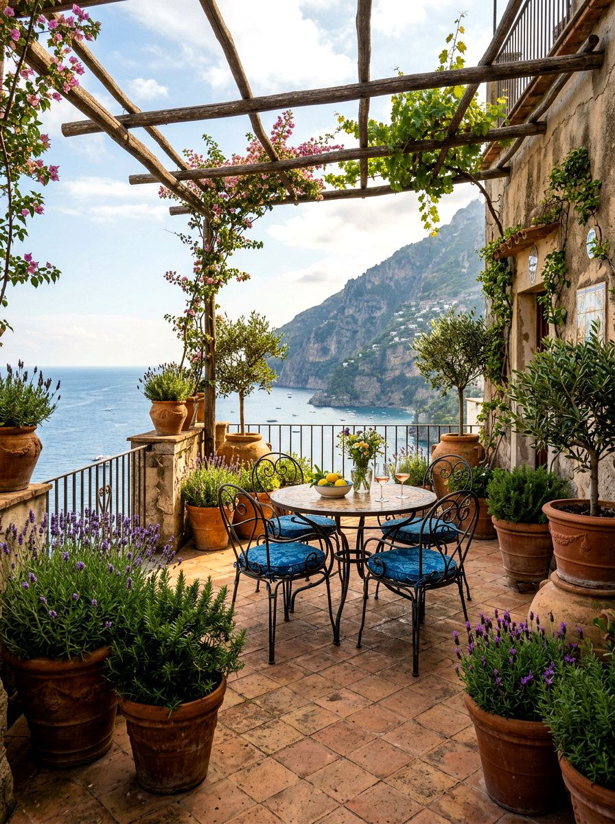Mediterranean Terrace Garden - 30 small terrace garden ideas
