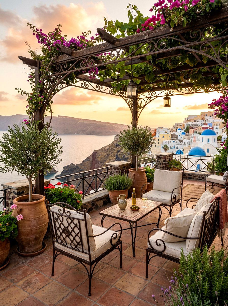 Mediterranean Terrace Lounge - 30 evening backyard lounge ideas