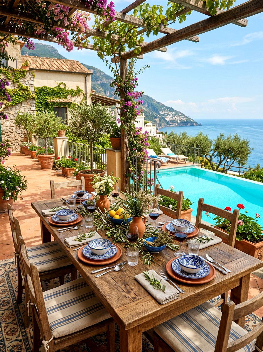 Mediterranean Terrace Setup - 30 pool party tablescape ideas