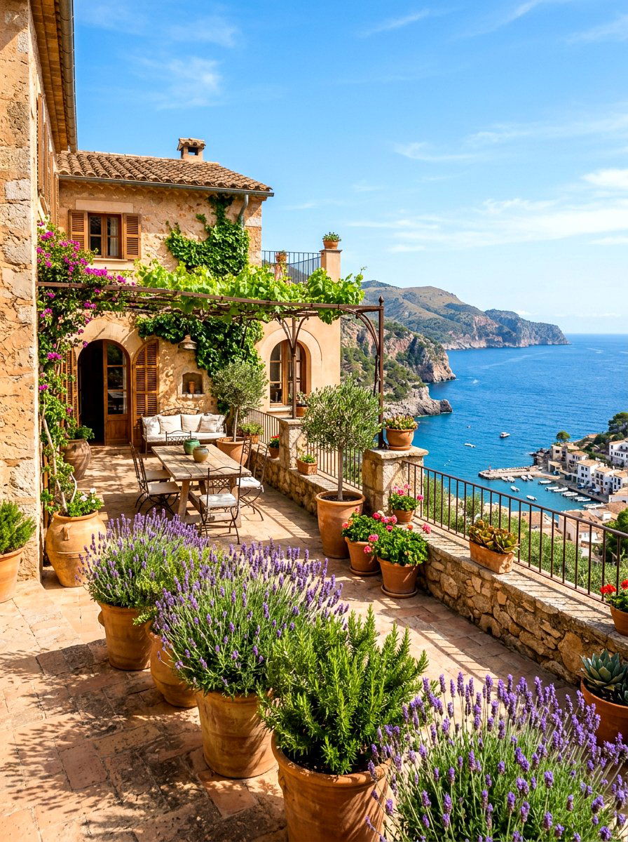 Mediterranean Terrace - 30 hillside landscaping ideas