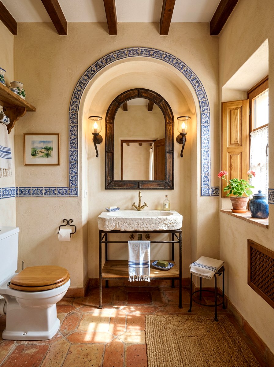 Mediterranean Terracotta Powder Room - 30 terracotta powder room ideas