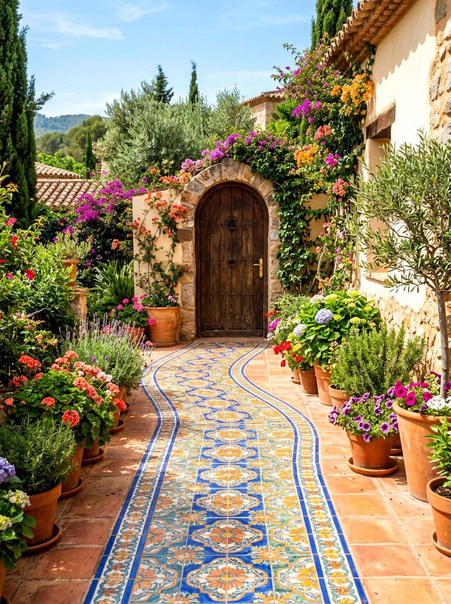Mediterranean Tile Path - 30 front walkway ideas