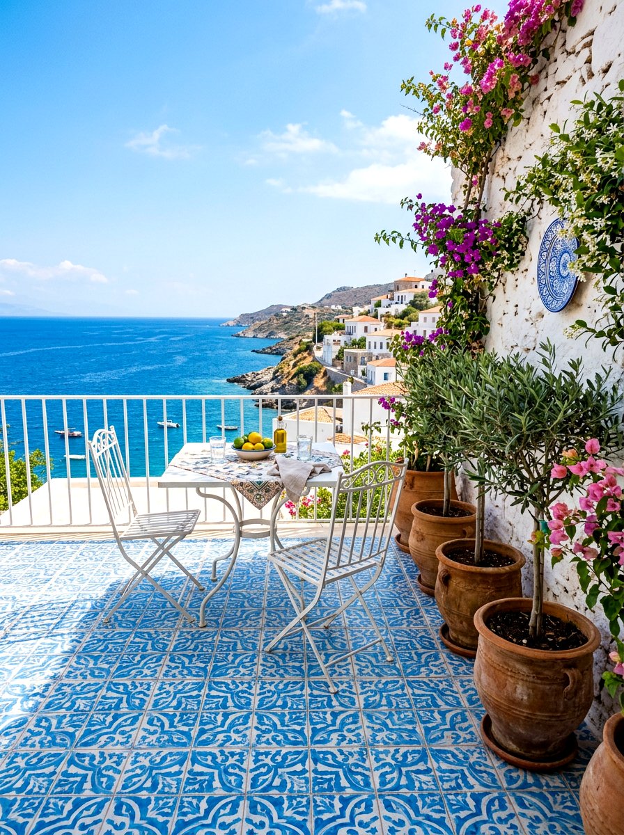 Mediterranean Tiled Patio Space - 30 patio cafe corner ideas