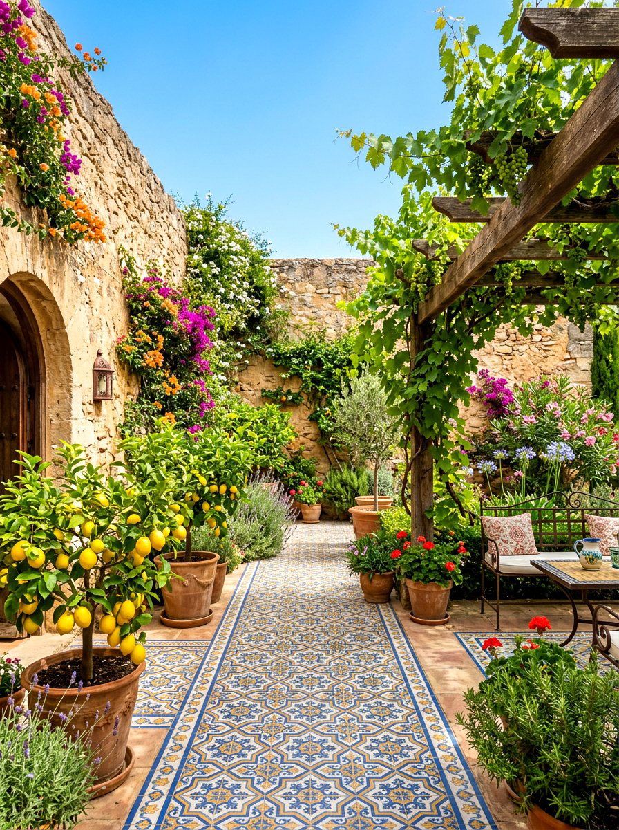Mediterranean Walled Garden - 30 courtyard style backyard ideas