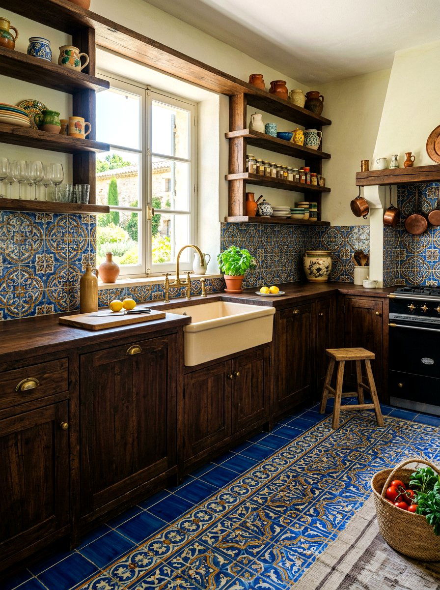 Mediterranean blue kitchen tiles