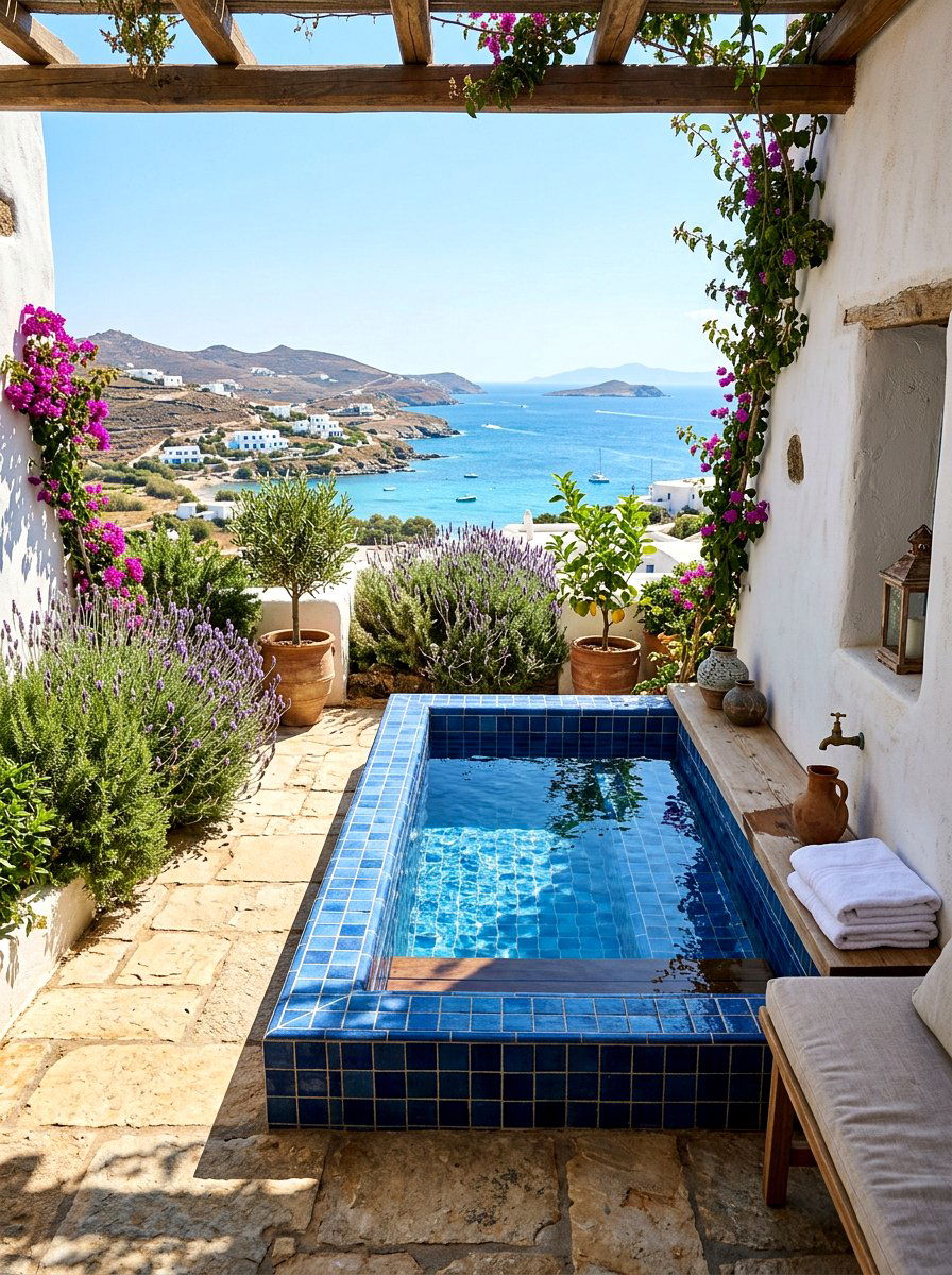 Mediterranean cold plunge - 30 cold plunge backyard retreat ideas