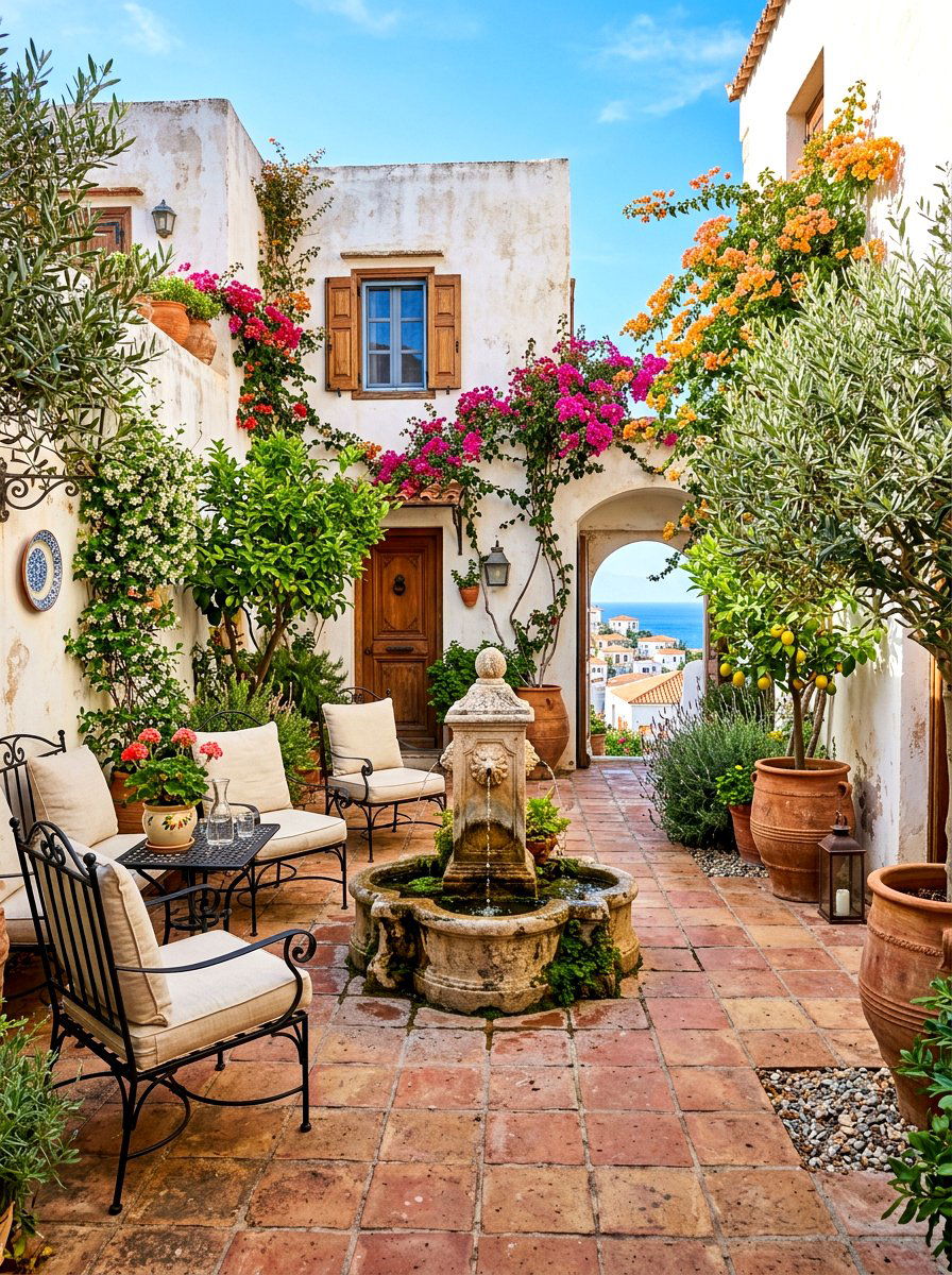 Mediterranean courtyard - 30 backyard club lounge ideas