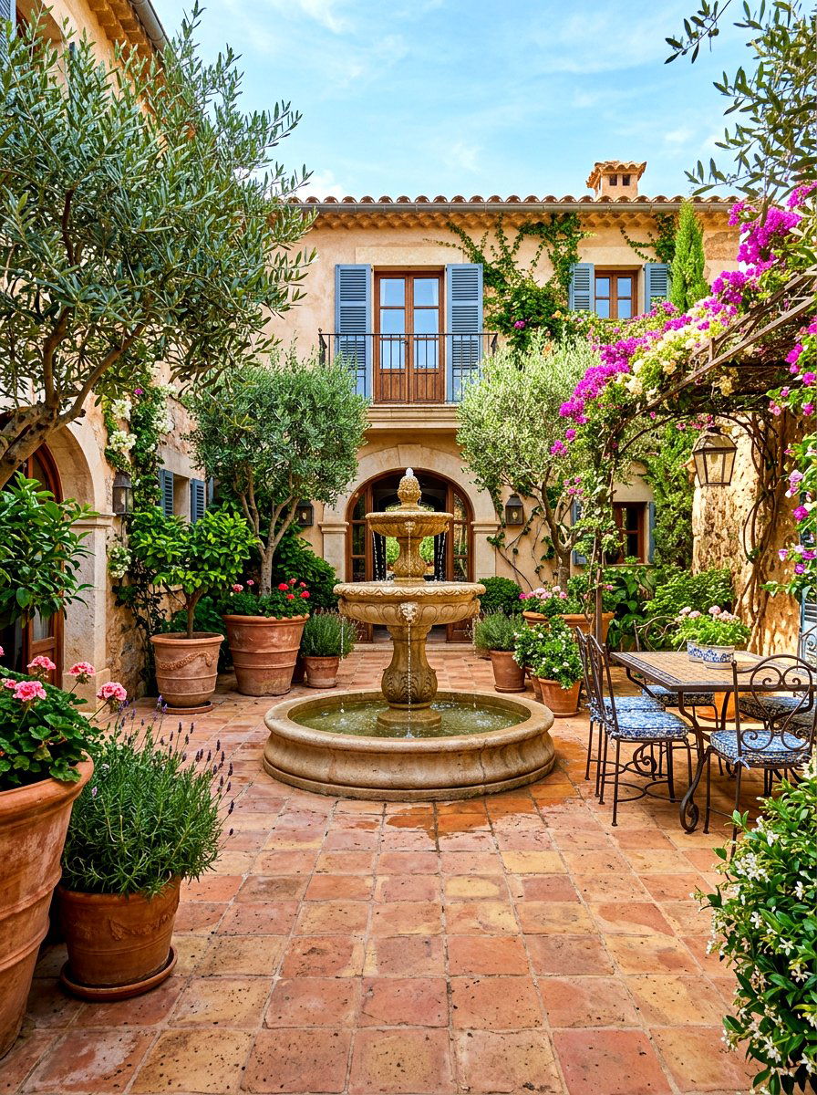 Mediterranean courtyard - 30 villa backyard ideas