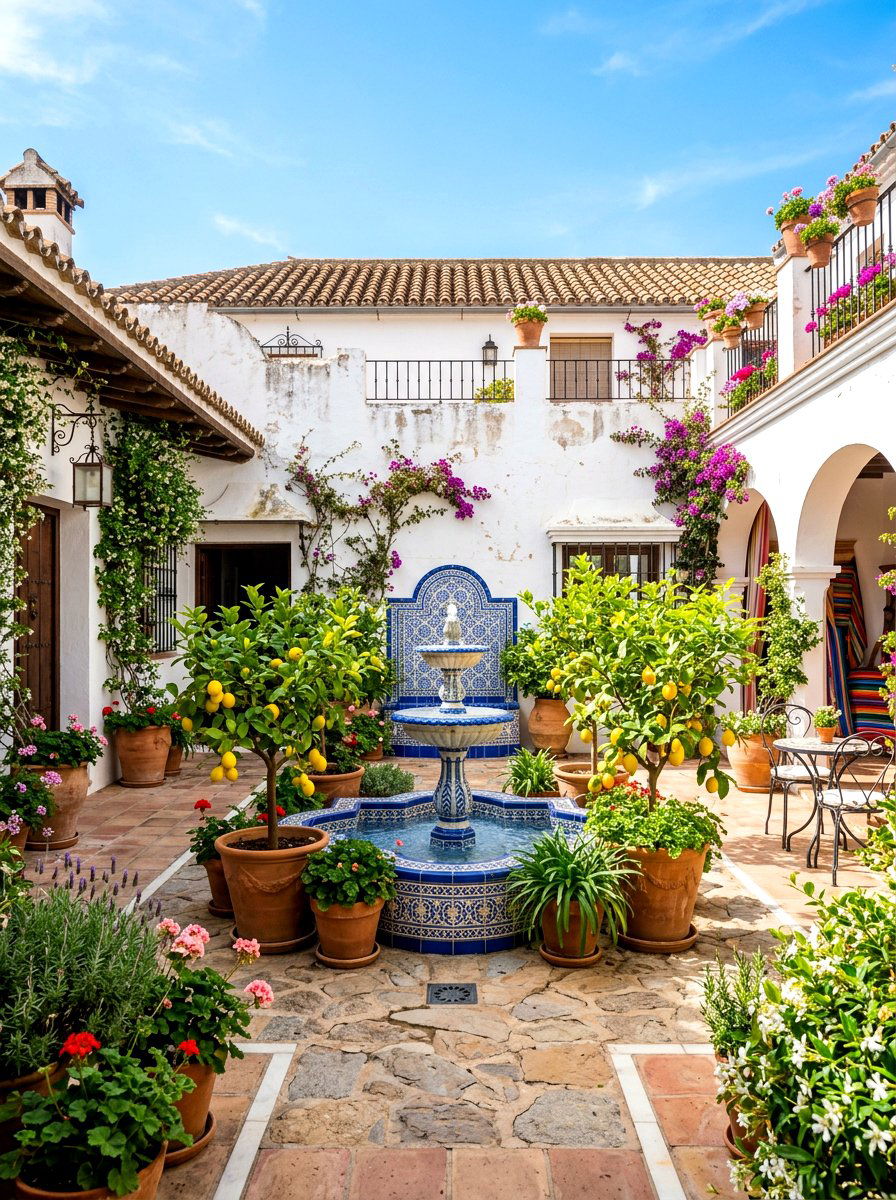 Mediterranean garden courtyard - 30 walled garden backyard ideas