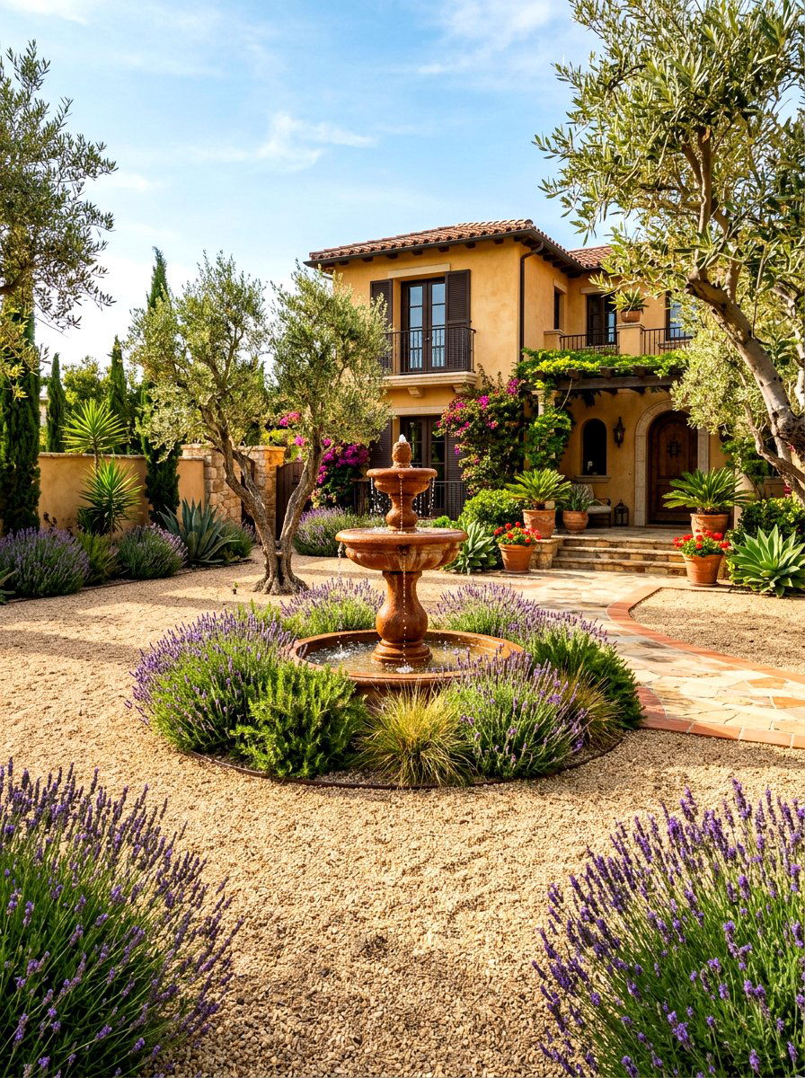 Mediterranean gravel yard design - 30 quiet luxury curb appeal ideas