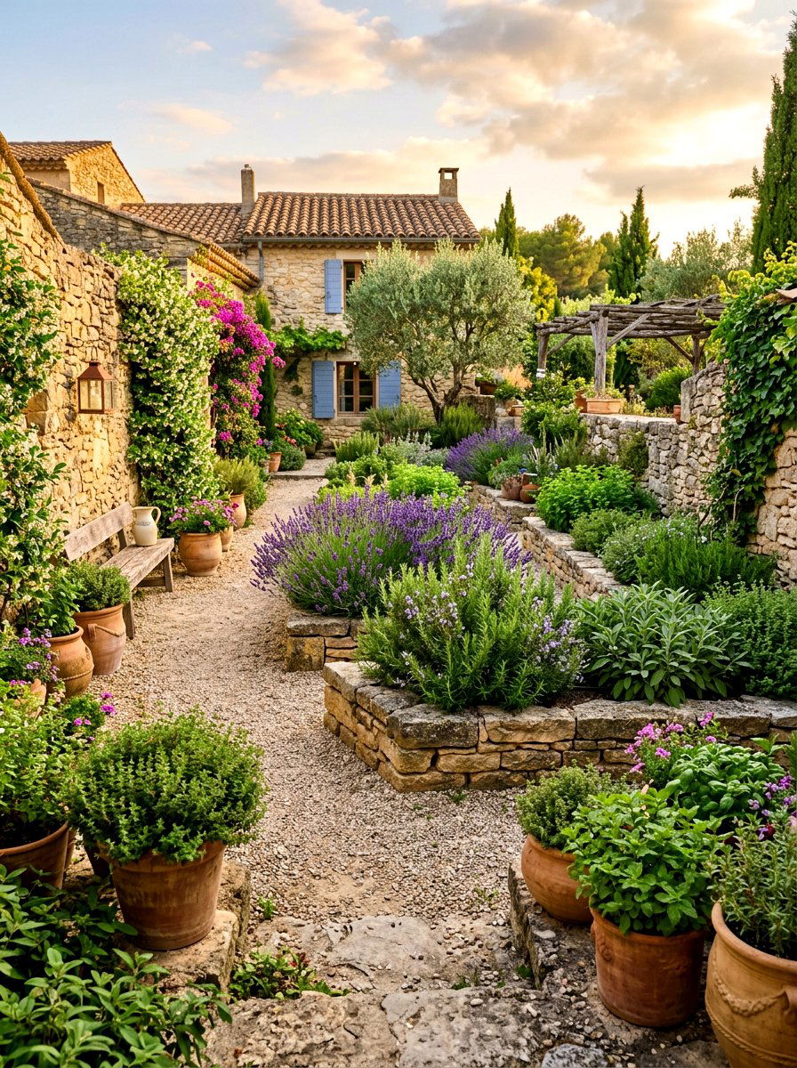 Mediterranean herb courtyard - 30 Mediterranean front courtyard ideas