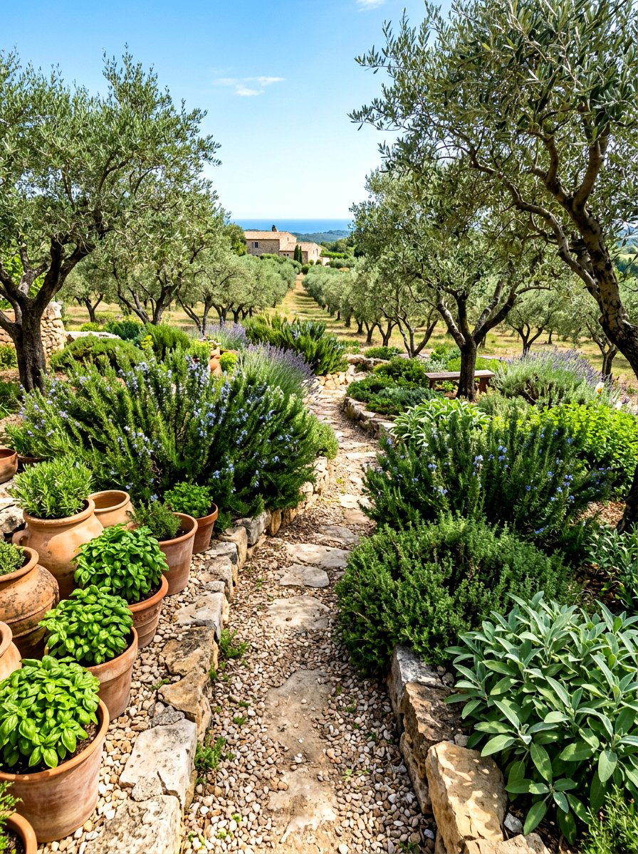 Mediterranean herb garden - 30 olive grove backyard ideas