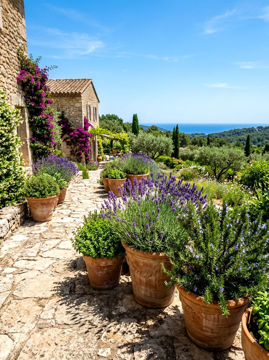Mediterranean herb garden pots - 30 rooftop herb garden ideas