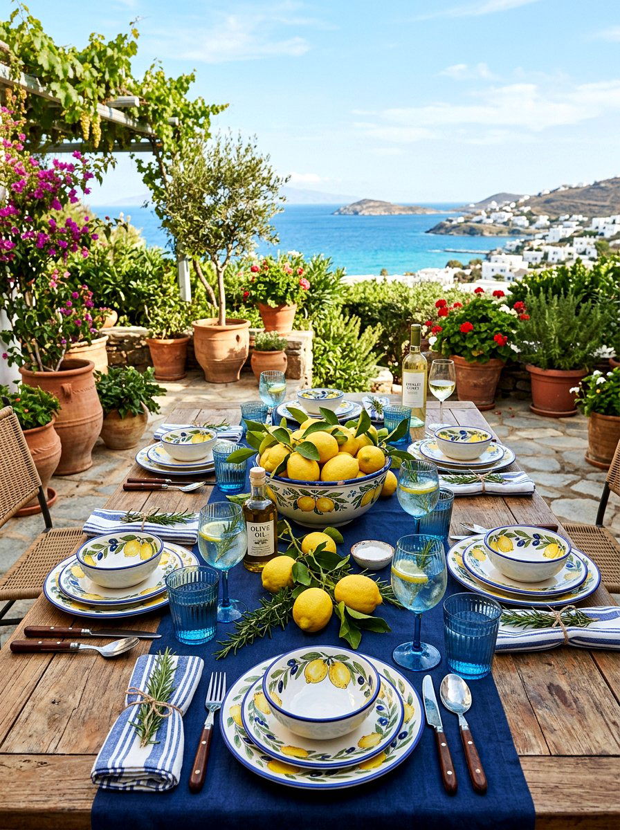 Mediterranean lemon tablescape - 30 dinner party table ideas aesthetic