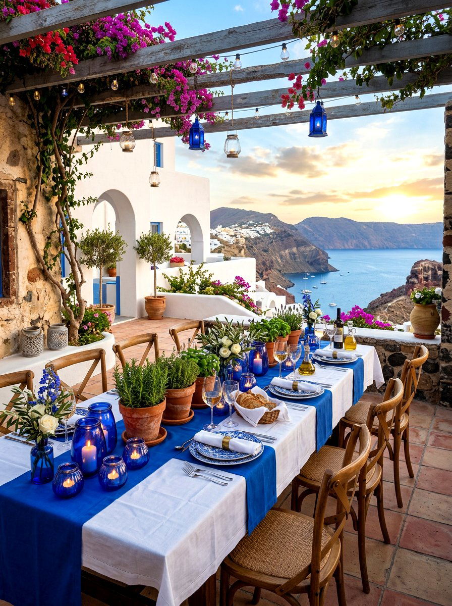 Mediterranean patio dinner setup - 30 romantic dinner party ideas at home