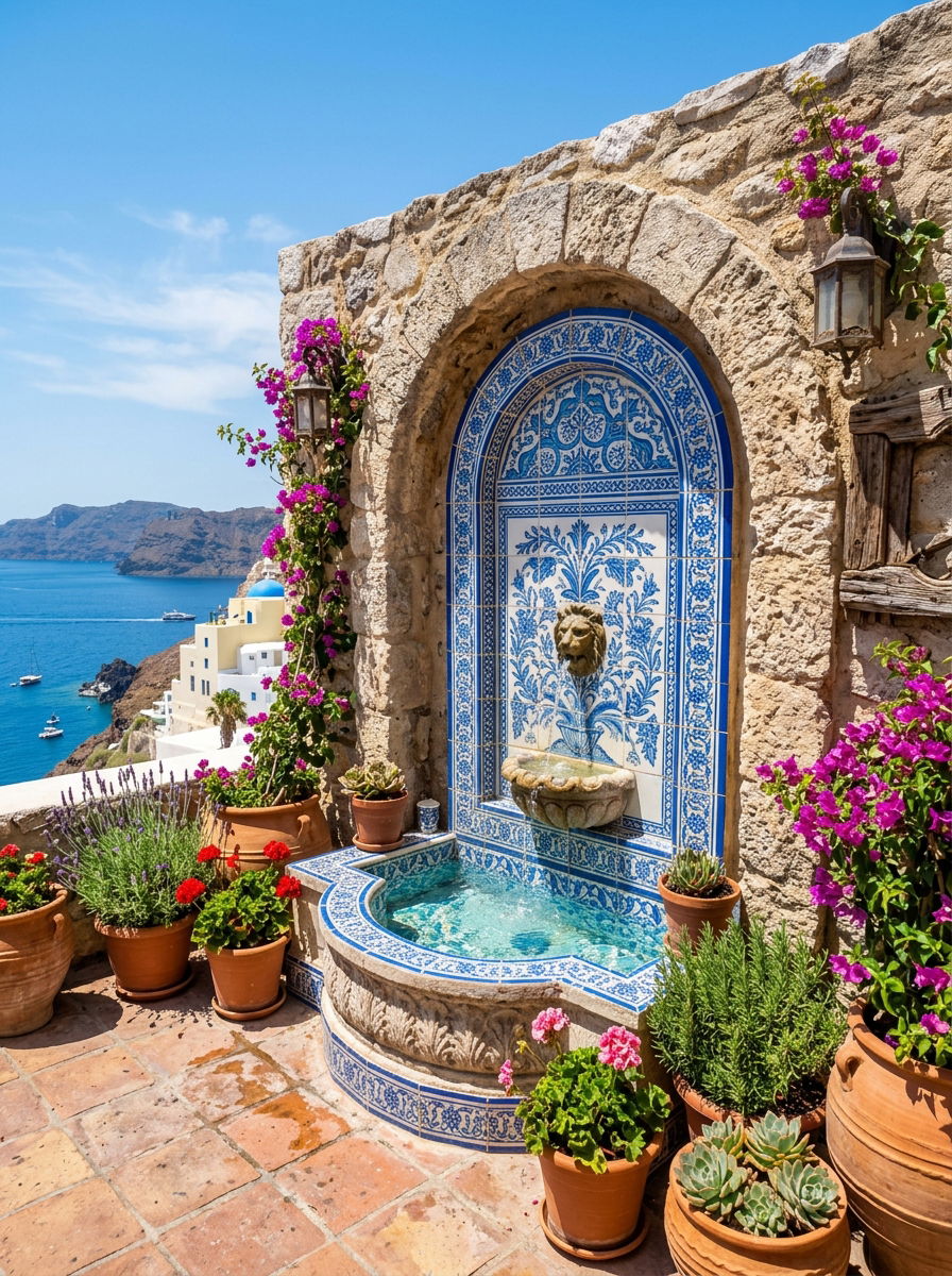 Mediterranean patio wall fountain - 30 wall fountain ideas