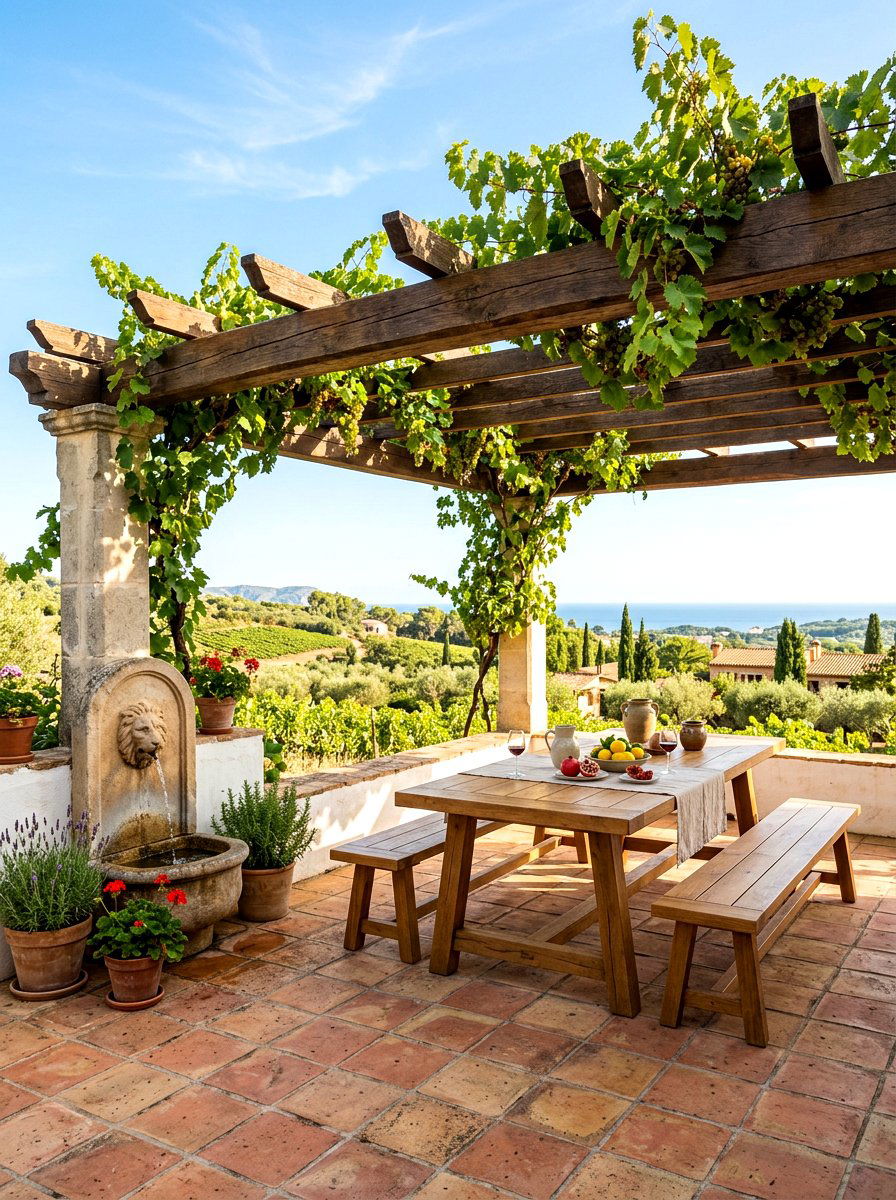 Mediterranean pergola seating style - 30 open pergola seating ideas