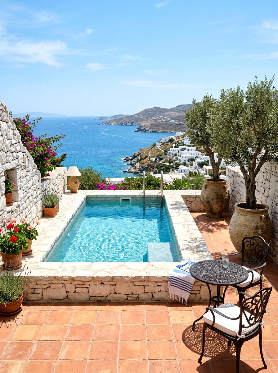 Mediterranean stone plunge pool - 30 plunge pool backyard ideas aesthetic