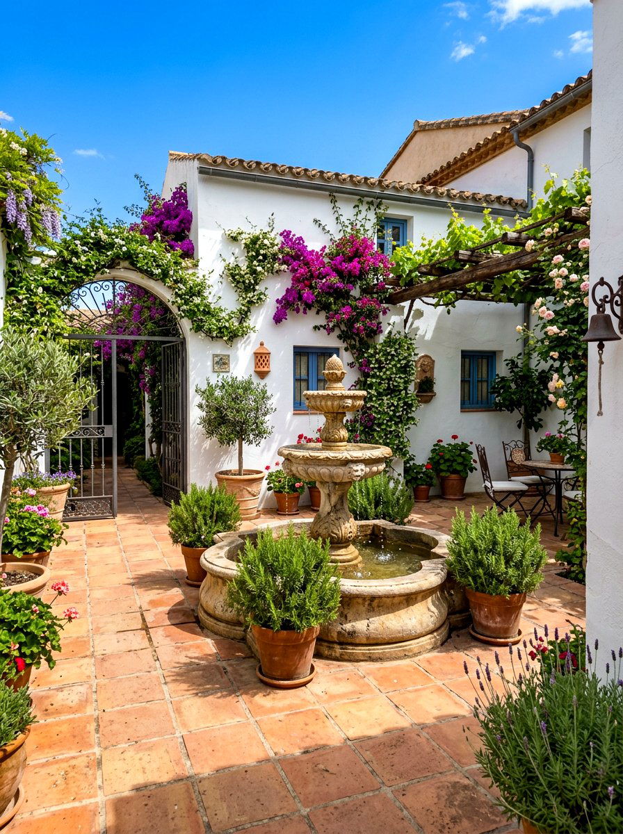 Mediterranean style courtyard - 30 front yard makeover ideas