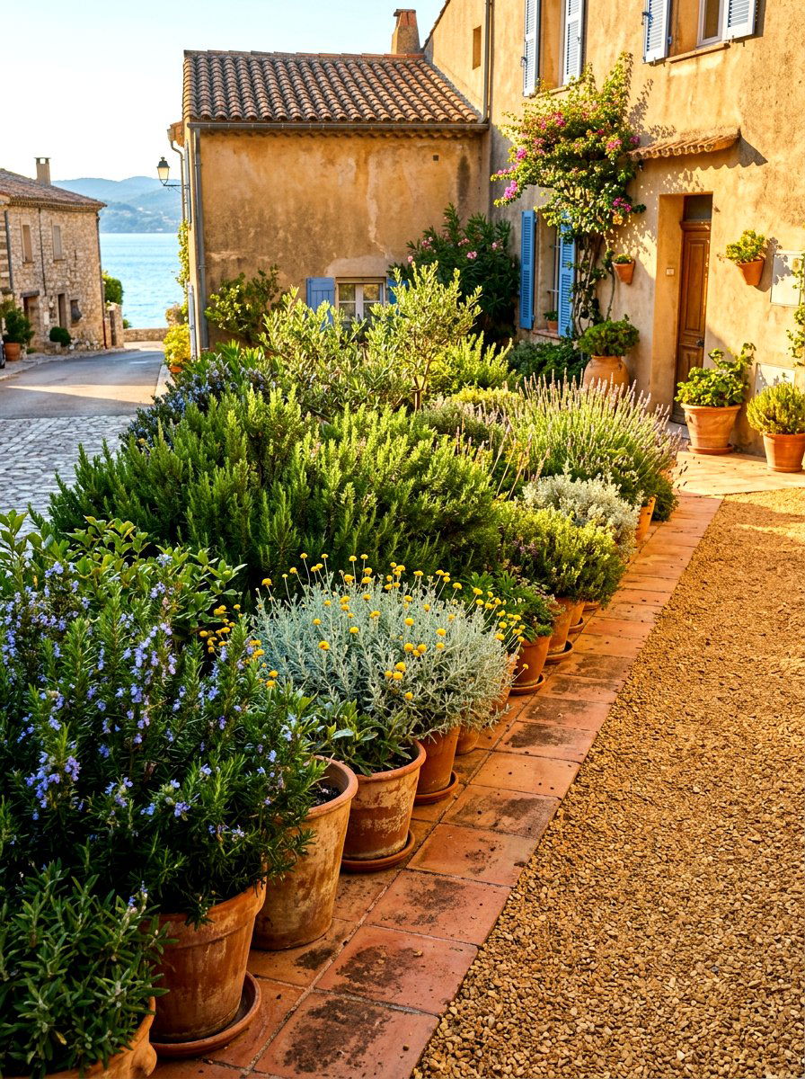 Mediterranean style curb garden - 30 sidewalk garden ideas
