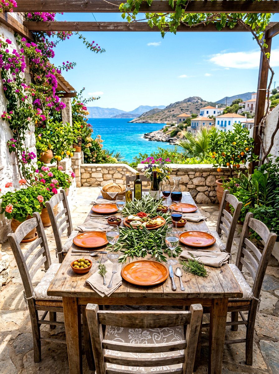 Mediterranean style dining table - 30 olive tablescape ideas