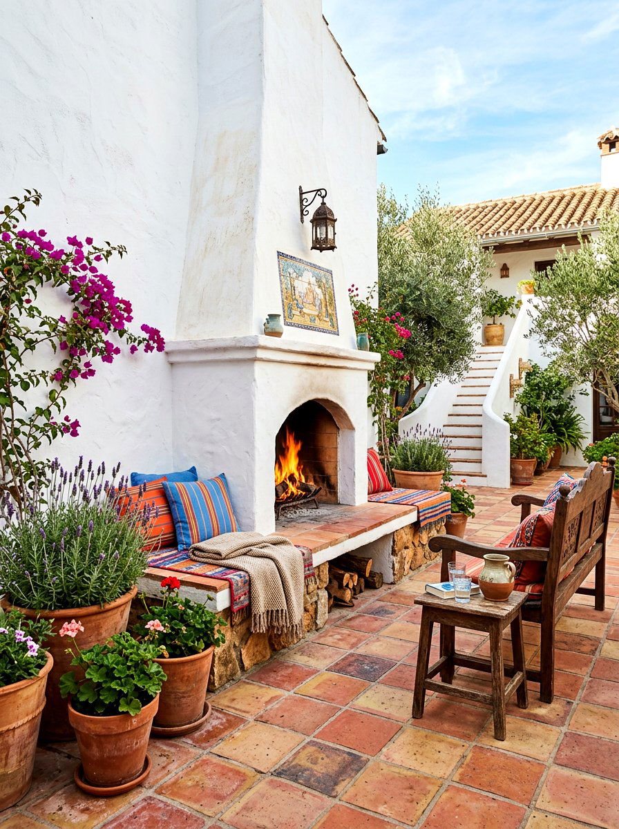 Mediterranean style fireplace - 30 outdoor fireplace ideas