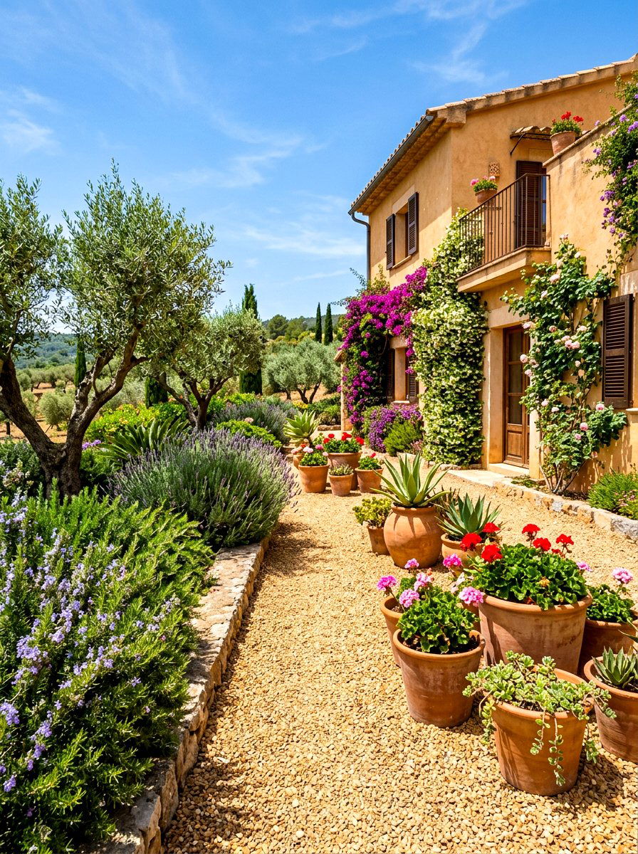 Mediterranean style garden border - 30 small front garden border ideas