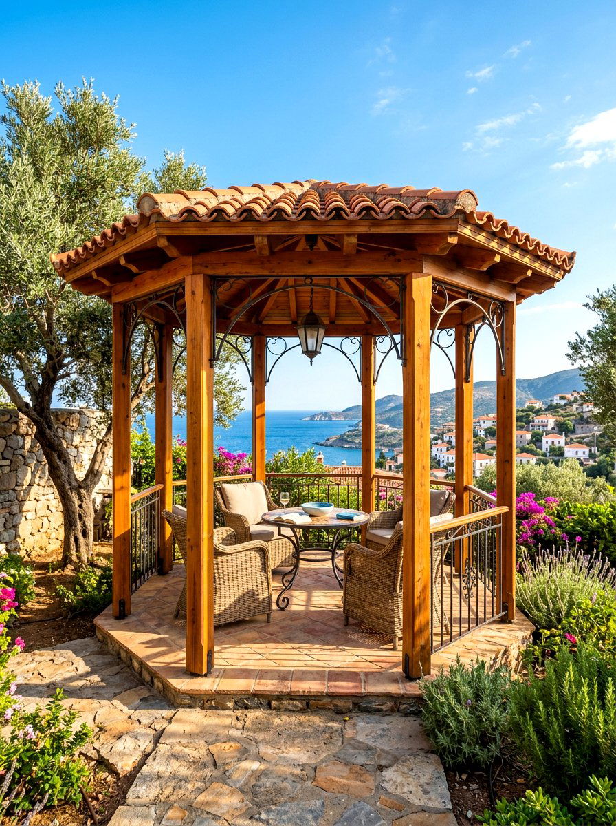 Mediterranean style gazebo - 30 hexagon gazebo ideas