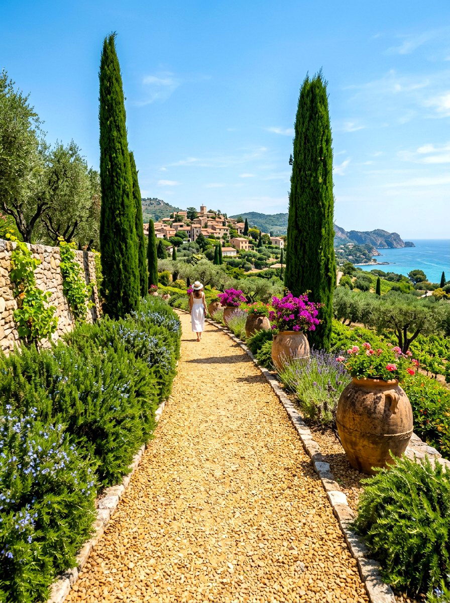 Mediterranean style gravel path - 30 gravel path backyard ideas