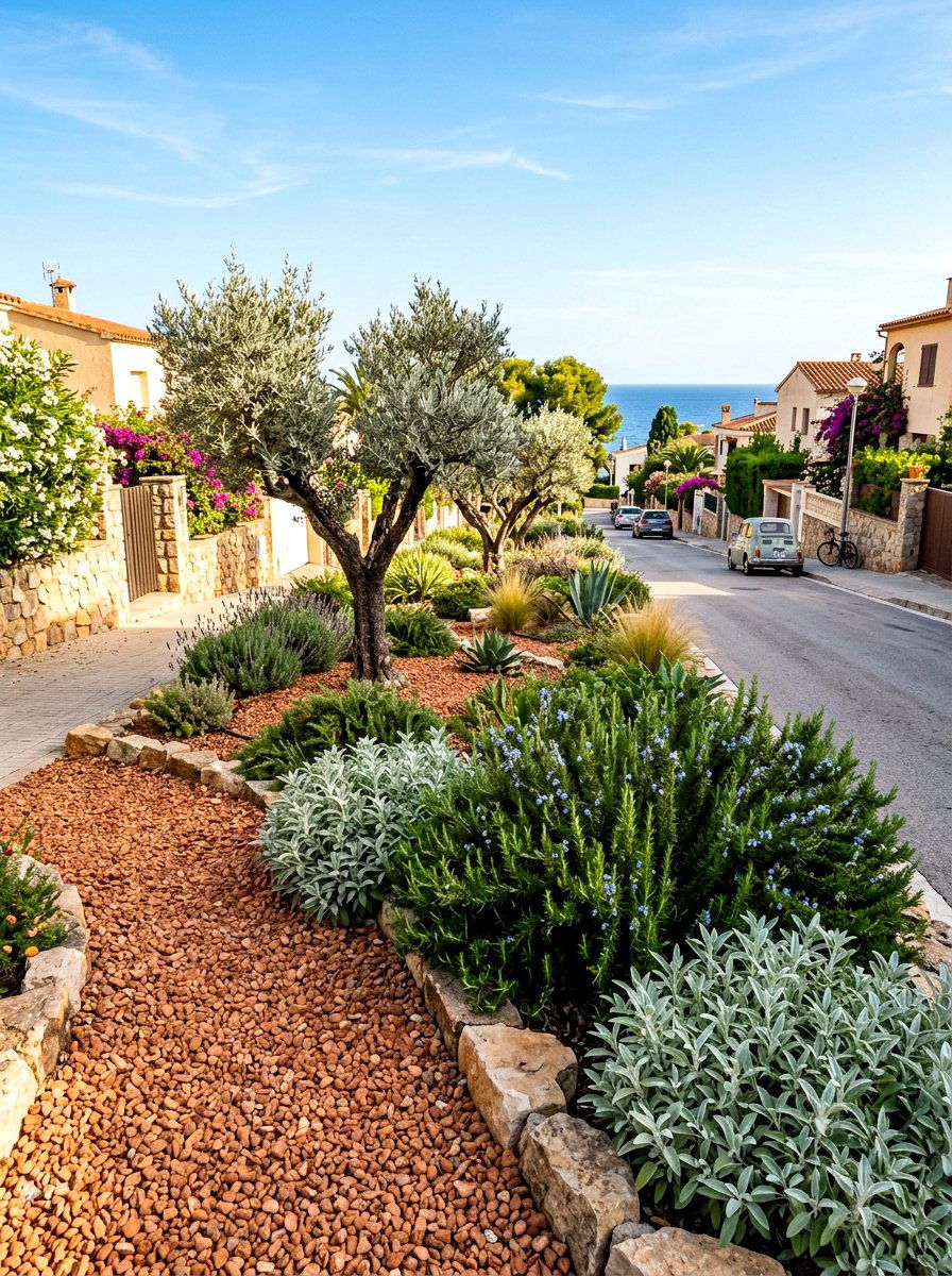 Mediterranean style hellstrip - 30 hellstrip garden ideas