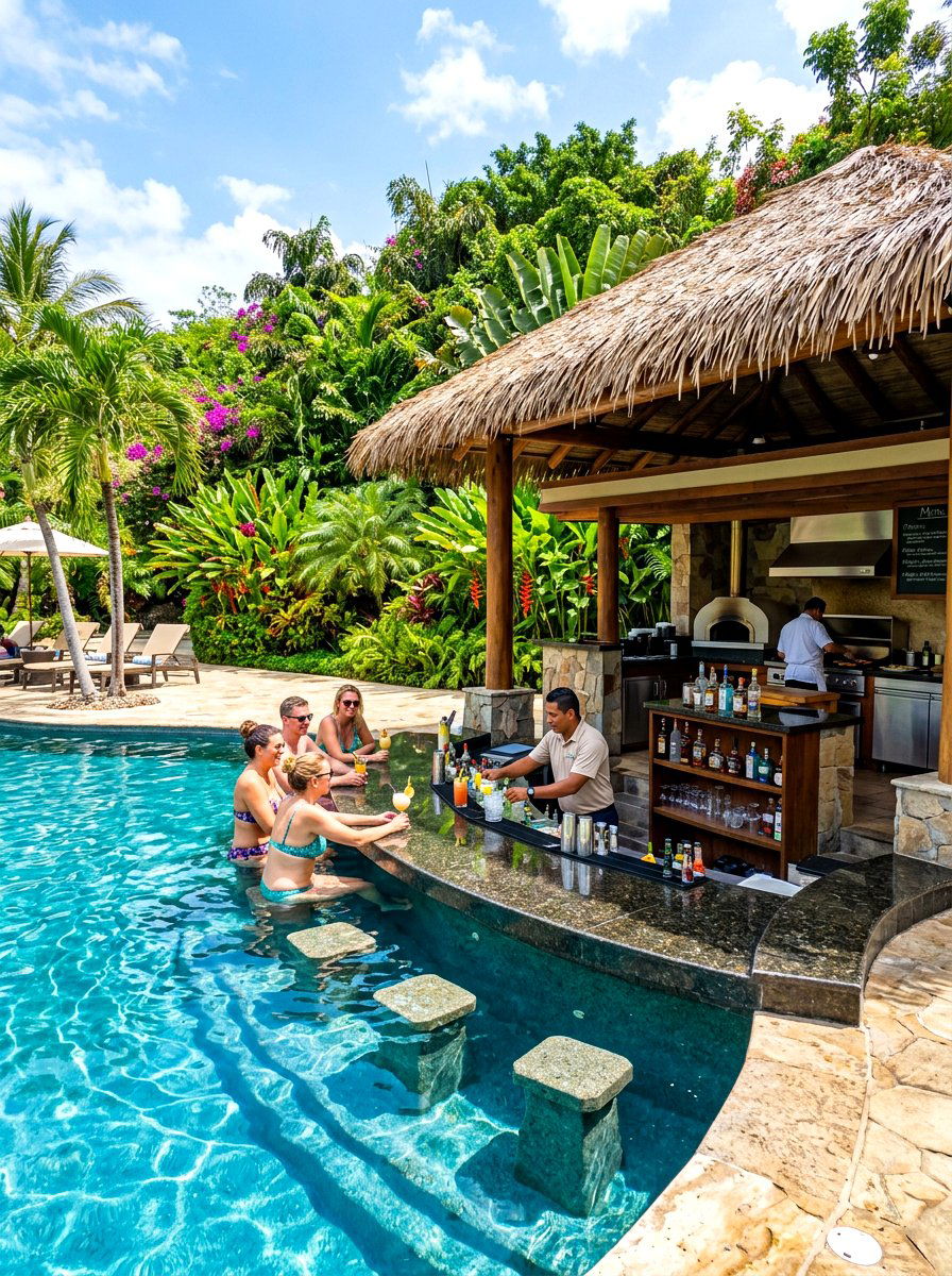 Mediterranean style patio tiles - 30 resort poolside patio ideas