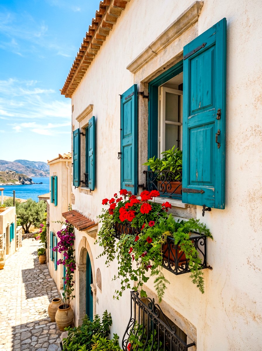 Mediterranean style shutters - 30 shutters and flower box ideas