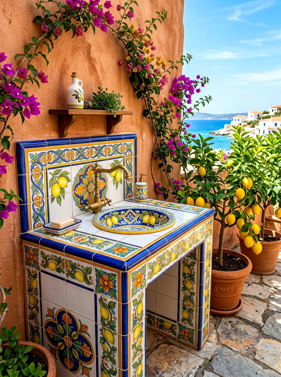 Mediterranean tile outdoor sink - 30 outdoor sink station ideas