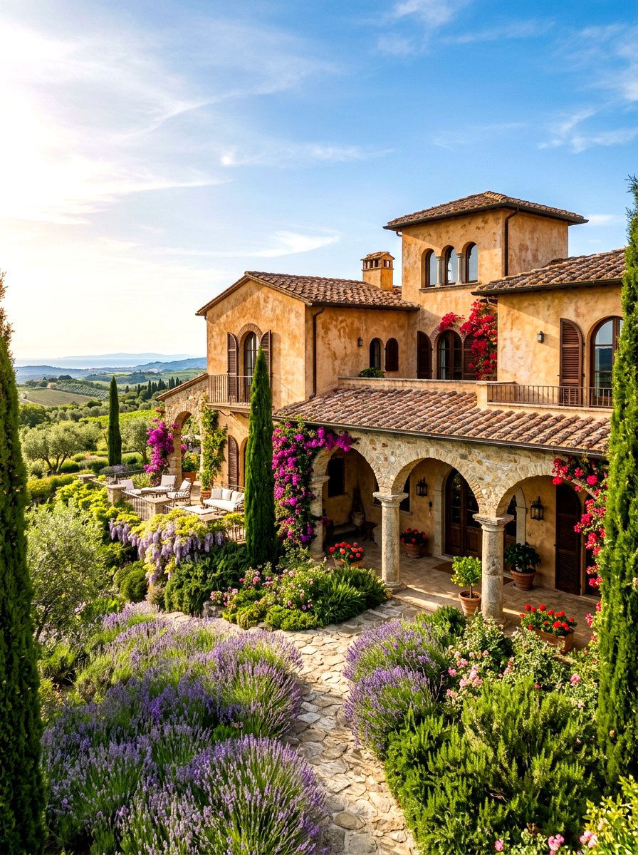 Mediterranean villa clay stucco - 30 clay stucco exterior ideas