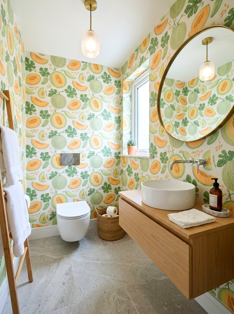 Melon Wallpaper - 30 fruit wallpaper powder room ideas