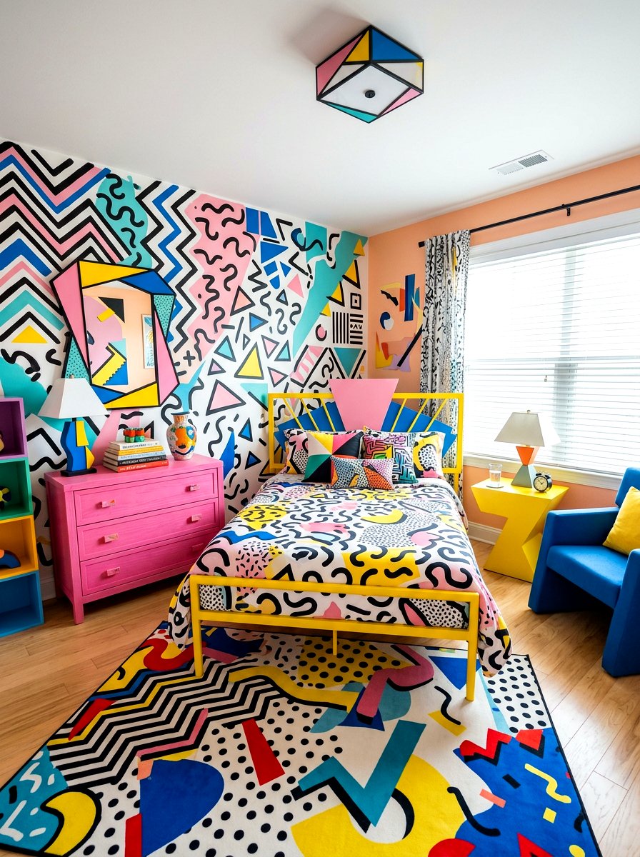Memphis Style Nostalgia Core Bedroom - 30 nostalgia core bedroom ideas