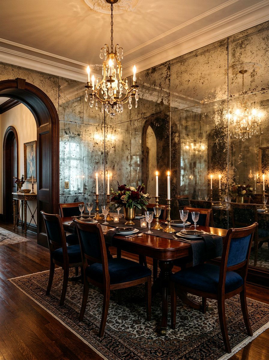Mercury Glass Dining Room Wall - 30 antique mirror wall ideas